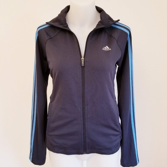 ADIDAS Jersey Track Jacket, Charcoal/Blue, S - Picture 1 of 5